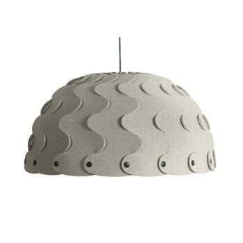 A photo of the Hush Micro acoustic light fixture in a light gray color against a plain white background